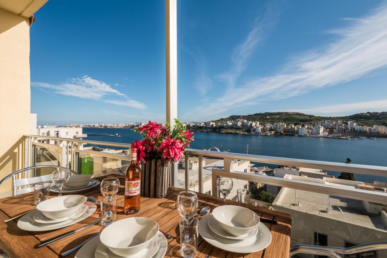 Bayview 2 Bedroom Seaview Apartment With Large Terrace With Panoramic Views - By Getawaysmalta Сейнт Полс Бей Екстериор снимка